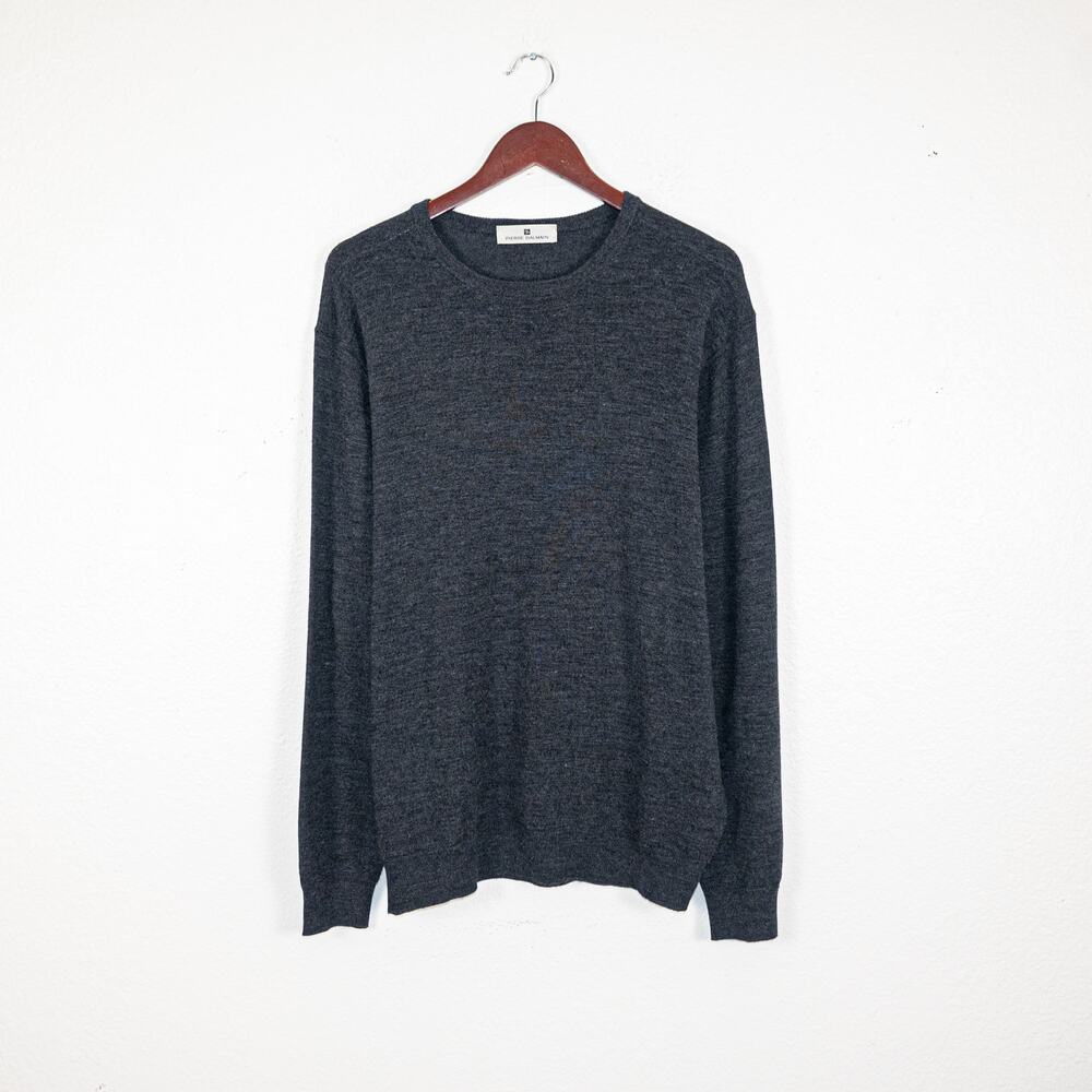 Vtg PIERRE BALMAIN Men's 100% Wool Sweater Charcoal made in Italy 54